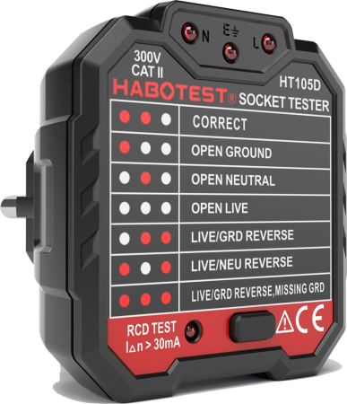 Тестер розеток и УЗО Habotest HT105D купить по низкой цене | МАКСПРОФИТ Тестер розеток и УЗО Habotest HT105D купить по низкой цене | МАКСПРОФИТ