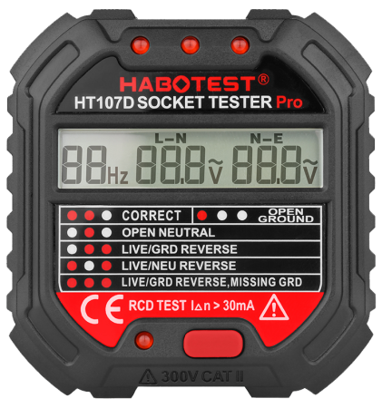 Тестер розеток и УЗО Habotest HT107D купить по низкой цене | МАКСПРОФИТ Тестер розеток и УЗО Habotest HT107D купить по низкой цене | МАКСПРОФИТ